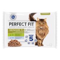 52x85g Perfect Fit Sterilised Senior 7+ mix pulyka és répa & fehér hal és borsó tasakos nedves macskatáp 15% árengedménnyel