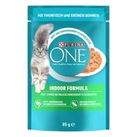 52x85g Purina ONE Indoor Formula nedves macskatáp- tonhal & zöldbab