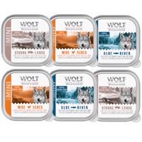 6x150g Wolf of Wilderness Adult Mix: 2 x csirke, 2 x hal, 2 x sertés tálcás nedves kutyatáp