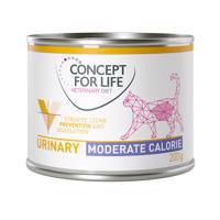 6x200g Concept for Life Veterinary Diet Urinary Moderate Calorie csirke nedves macskatáp 15% árengedménnyel