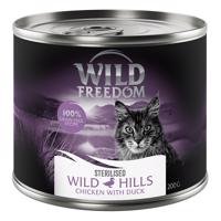 6x200g Wild Freedom Adult Sterilised Wild Hills Sterilised - kacsa & csirke nedves macskatáp 5+1 ingyen