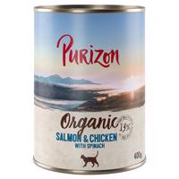 6x400g Purizon Organic lazac, csirke & spenót gabonamentes nedves macskatáp 10% árengedménnyel