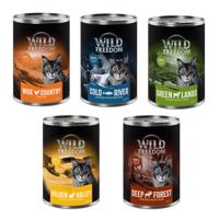 6x400g Wild Freedom Adult nedves macskatáp- Vegyes csomag I (2x csirke, 1x-1x vad, nyúl, bárány, tőkehal)