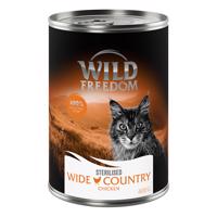 6x400g Wild Freedom Adult Sterilised Wide Country Sterilised - csirke pur gabonamentes nedves macskatáp