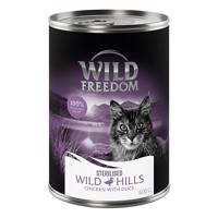 6x400g Wild Freedom Adult Sterilised Wild Hills Sterilised - kacsa & csirke gabonamentes nedves macskatáp