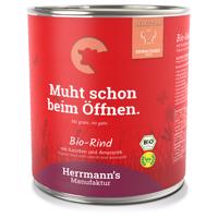 6x800g Herrmann´s Bio Menü Sensitive nedves kutyatáp - Bio marha bio sárgarépával & bio amaránttal