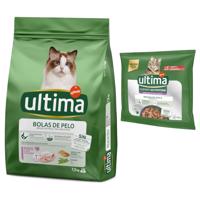 7,5kg Ultima Hairball pulyka & rizs száraz macskatáp+4x70g Ultima Cat Expert Nutrition Hairball marha & lazac nedvestáp ingyen