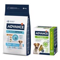 7kg Advance Mini Puppy Protect száraz kutyatáp+360g Dental Mini Sticks snack ingyen