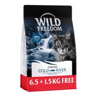 8kg Wild Freedom Cold River Sterilised lazac száraz macskatáp 6,5kg+1,5 kg ingyen