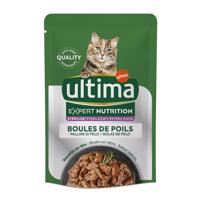 8x70g Ultima Cat Expert Nutrition Hairball marha & lazac  nedves macskatáp 25% árengedménnyel