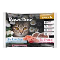 8x85g Pawsome Adult Light nedves macskatáp - Pulyka & lazac