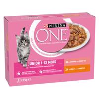 8x85g PURINA ONE Junior nedves macskatáp ( (4x csirke + 4x lazac)