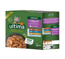 8x85g Ultima Cat Sterilised nedves macskatáp mix II (csirke, marha, tonhal, tengeri hal)