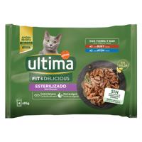 96x85g Ultima Cat Sterilized marha & tonhal nedves macskatáp 76+20 ingyen