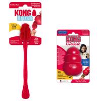 KONG Classic M (8,5 cm) + KONG tisztítókefe kutyajáték