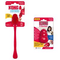 KONG Classic S (7 cm) + KONG tisztítókefe kutyajáték